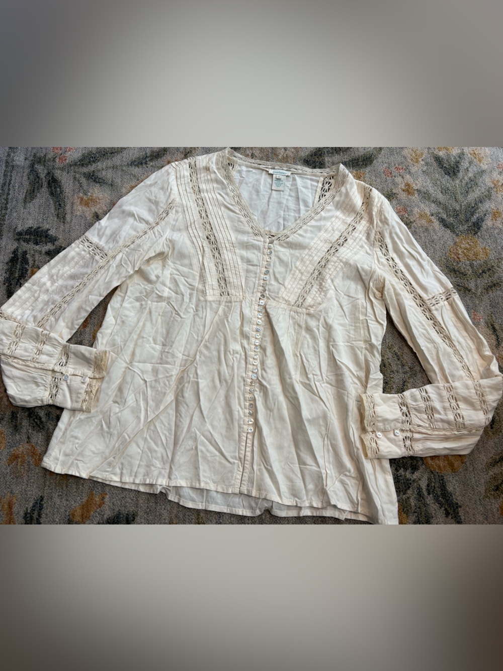 Sundance boho cream blouse peasant cottage core rayon size small